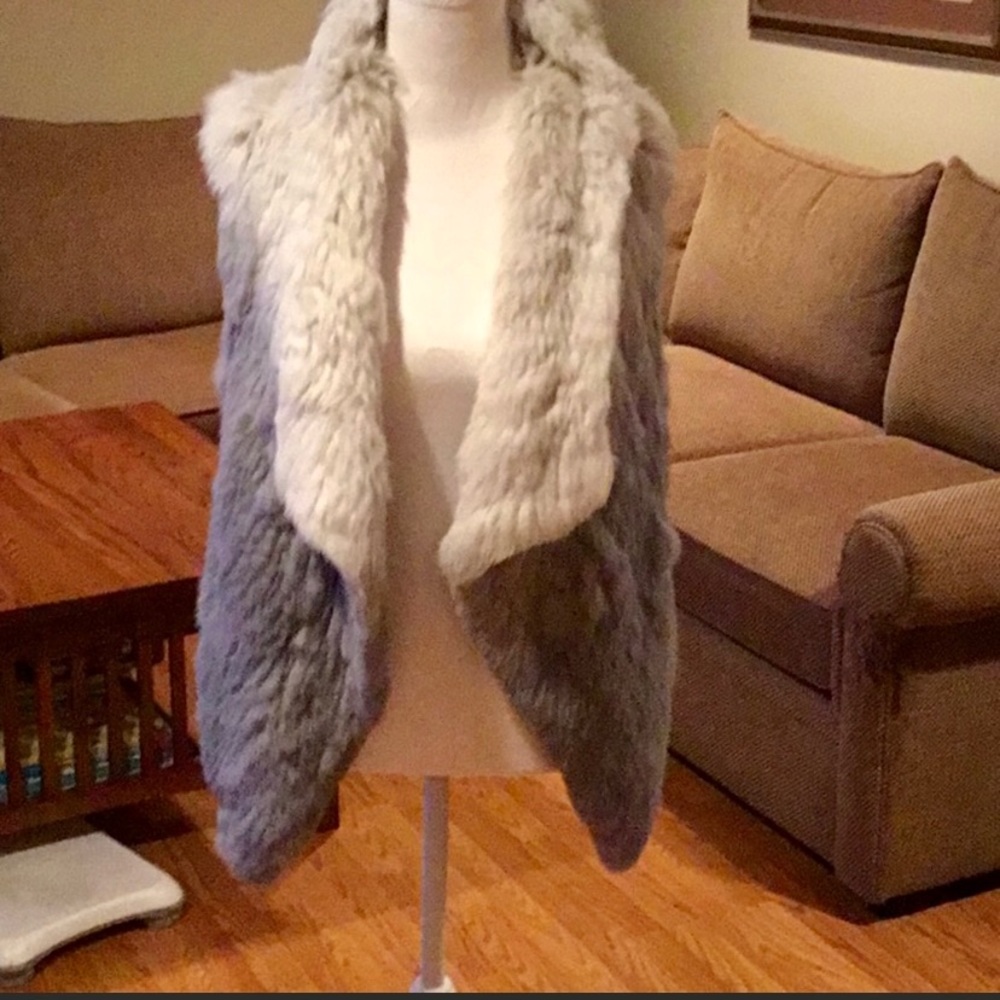 Ombré rabbit fur vest